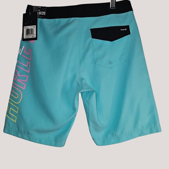 Hurley Boys 10/25 Aurora Green Boardshorts With Pocket & Drawstring Closure - Picture 2 of 9